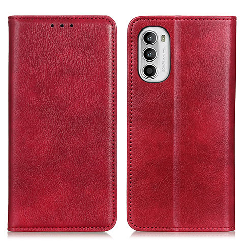 Custodia Portafoglio In Pelle Cover con Supporto N01P per Motorola MOTO G52 Rosso