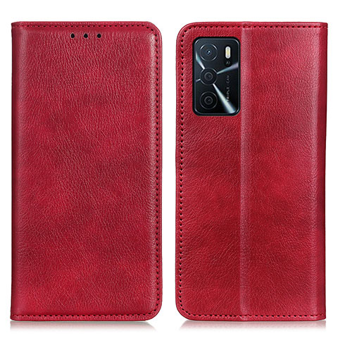 Custodia Portafoglio In Pelle Cover con Supporto N01P per Oppo A16s Rosso