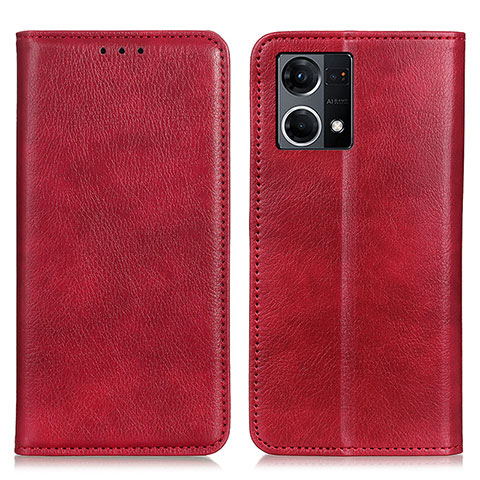 Custodia Portafoglio In Pelle Cover con Supporto N01P per Oppo F21 Pro 4G Rosso