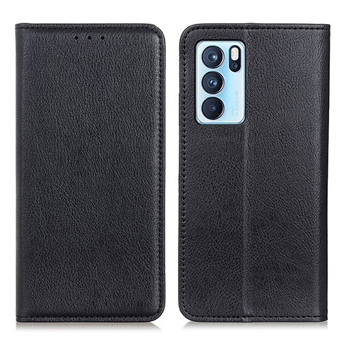 Custodia Portafoglio In Pelle Cover con Supporto N01P per Oppo Reno6 Pro 5G India Nero