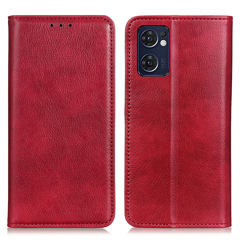 Custodia Portafoglio In Pelle Cover con Supporto N01P per Oppo Reno7 5G Rosso