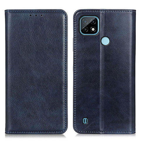 Custodia Portafoglio In Pelle Cover con Supporto N01P per Realme C21 Blu