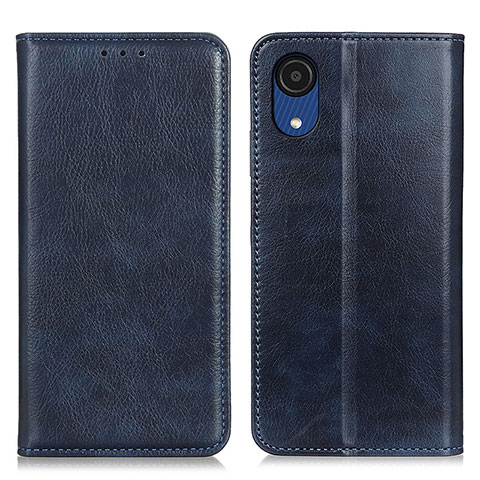 Custodia Portafoglio In Pelle Cover con Supporto N01P per Samsung Galaxy A03 Core Blu