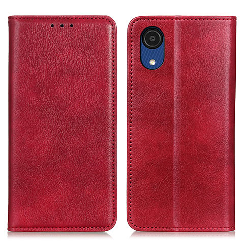 Custodia Portafoglio In Pelle Cover con Supporto N01P per Samsung Galaxy A03 Core Rosso