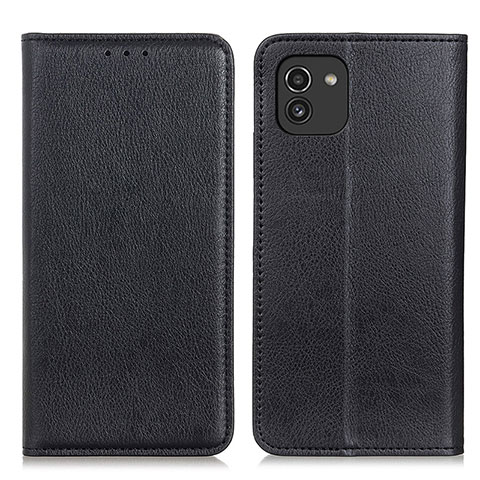 Custodia Portafoglio In Pelle Cover con Supporto N01P per Samsung Galaxy A03 Nero