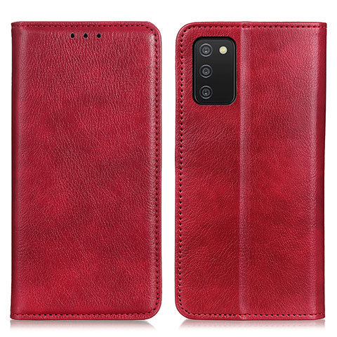 Custodia Portafoglio In Pelle Cover con Supporto N01P per Samsung Galaxy A03s Rosso