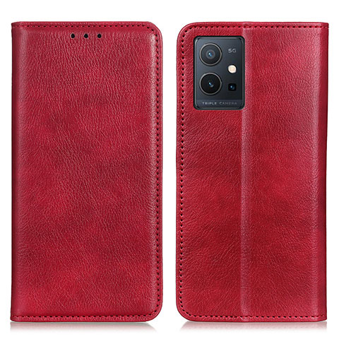 Custodia Portafoglio In Pelle Cover con Supporto N01P per Vivo Y55 5G Rosso