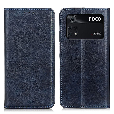 Custodia Portafoglio In Pelle Cover con Supporto N01P per Xiaomi Poco M4 Pro 4G Blu