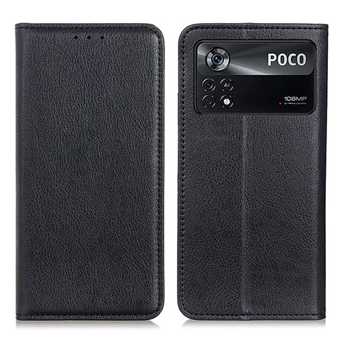 Custodia Portafoglio In Pelle Cover con Supporto N01P per Xiaomi Poco X4 Pro 5G Nero