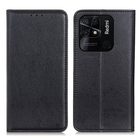 Custodia Portafoglio In Pelle Cover con Supporto N01P per Xiaomi Redmi 10 India Nero