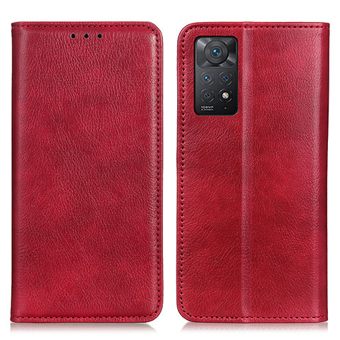 Custodia Portafoglio In Pelle Cover con Supporto N01P per Xiaomi Redmi Note 11 Pro 4G Rosso