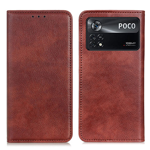 Custodia Portafoglio In Pelle Cover con Supporto N01P per Xiaomi Redmi Note 11E Pro 5G Marrone