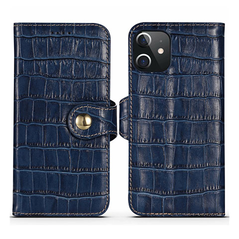 Custodia Portafoglio In Pelle Cover con Supporto N02 per Apple iPhone 12 Blu