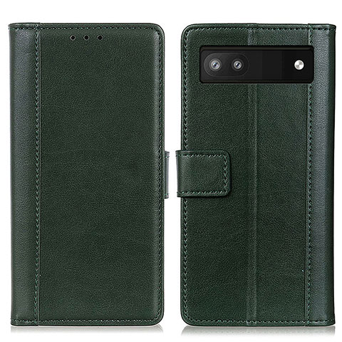 Custodia Portafoglio In Pelle Cover con Supporto N02P per Google Pixel 7a 5G Verde