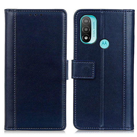 Custodia Portafoglio In Pelle Cover con Supporto N02P per Motorola Moto E30 Blu