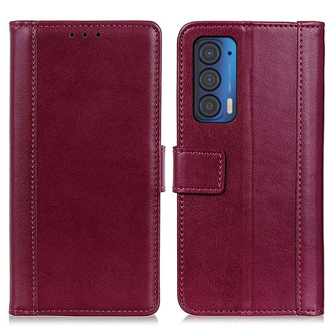 Custodia Portafoglio In Pelle Cover con Supporto N02P per Motorola Moto Edge (2021) 5G Rosso