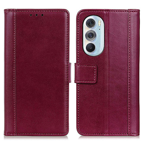 Custodia Portafoglio In Pelle Cover con Supporto N02P per Motorola Moto Edge 30 Pro 5G Rosso