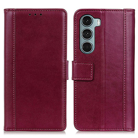 Custodia Portafoglio In Pelle Cover con Supporto N02P per Motorola Moto Edge S30 5G Rosso