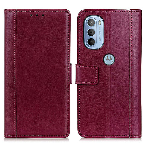 Custodia Portafoglio In Pelle Cover con Supporto N02P per Motorola Moto G31 Rosso