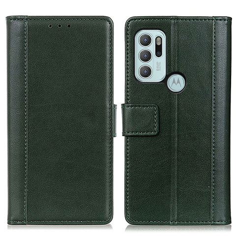 Custodia Portafoglio In Pelle Cover con Supporto N02P per Motorola Moto G60s Verde