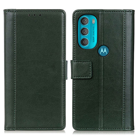 Custodia Portafoglio In Pelle Cover con Supporto N02P per Motorola Moto G71 5G Verde