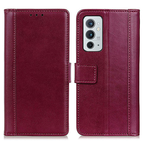 Custodia Portafoglio In Pelle Cover con Supporto N02P per OnePlus 9RT 5G Rosso