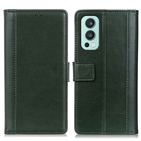 Custodia Portafoglio In Pelle Cover con Supporto N02P per OnePlus Nord 2 5G Verde