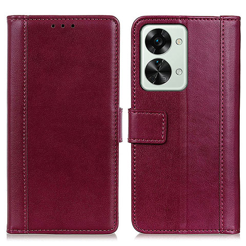 Custodia Portafoglio In Pelle Cover con Supporto N02P per OnePlus Nord 2T 5G Rosso