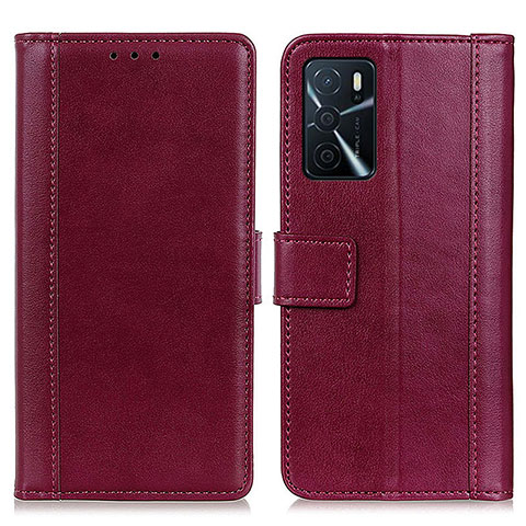 Custodia Portafoglio In Pelle Cover con Supporto N02P per Oppo A16s Rosso