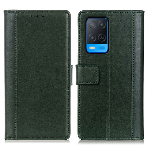 Custodia Portafoglio In Pelle Cover con Supporto N02P per Oppo A54 4G Verde