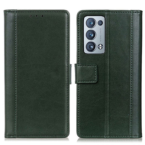 Custodia Portafoglio In Pelle Cover con Supporto N02P per Oppo Reno6 Pro 5G Verde