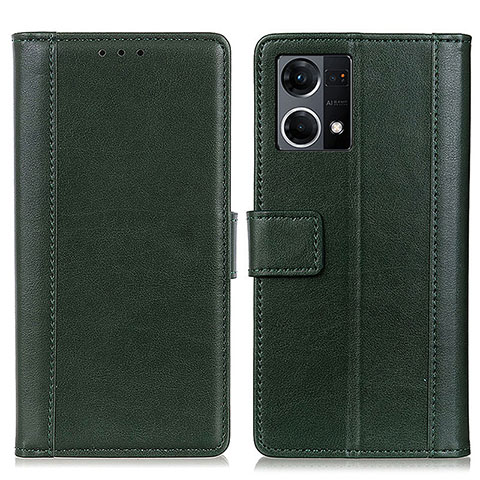 Custodia Portafoglio In Pelle Cover con Supporto N02P per Oppo Reno7 4G Verde