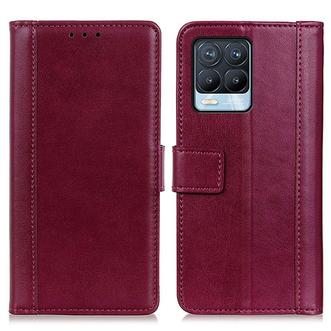 Custodia Portafoglio In Pelle Cover con Supporto N02P per Realme 8 4G Rosso