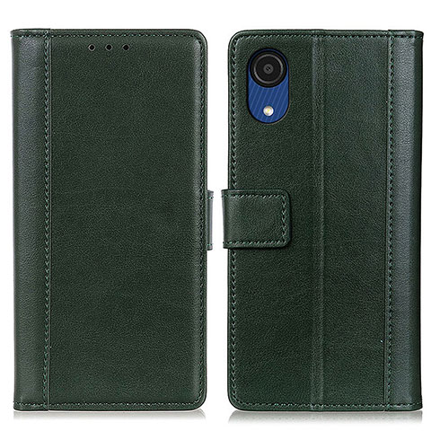 Custodia Portafoglio In Pelle Cover con Supporto N02P per Samsung Galaxy A03 Core Verde