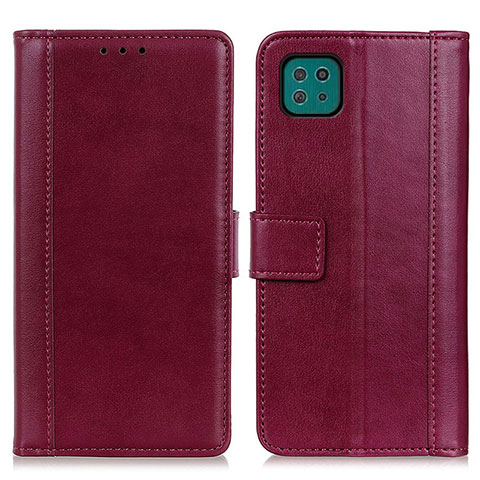 Custodia Portafoglio In Pelle Cover con Supporto N02P per Samsung Galaxy A22 5G Rosso