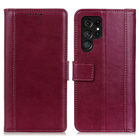 Custodia Portafoglio In Pelle Cover con Supporto N02P per Samsung Galaxy S23 Ultra 5G Rosso