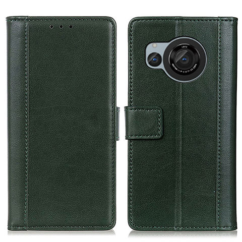 Custodia Portafoglio In Pelle Cover con Supporto N02P per Sharp Aquos R8 Verde