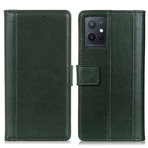 Custodia Portafoglio In Pelle Cover con Supporto N02P per Vivo Y55 5G Verde