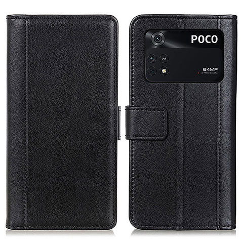 Custodia Portafoglio In Pelle Cover con Supporto N02P per Xiaomi Poco M4 Pro 4G Nero