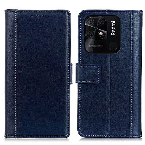 Custodia Portafoglio In Pelle Cover con Supporto N02P per Xiaomi Redmi 10 India Blu