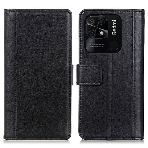 Custodia Portafoglio In Pelle Cover con Supporto N02P per Xiaomi Redmi 10 India Nero