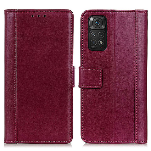 Custodia Portafoglio In Pelle Cover con Supporto N02P per Xiaomi Redmi Note 11 4G (2022) Rosso