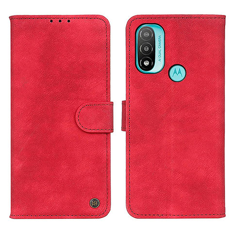 Custodia Portafoglio In Pelle Cover con Supporto N03P per Motorola Moto E30 Rosso