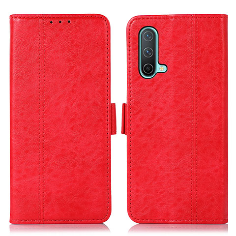 Custodia Portafoglio In Pelle Cover con Supporto N03P per OnePlus Nord CE 5G Rosso