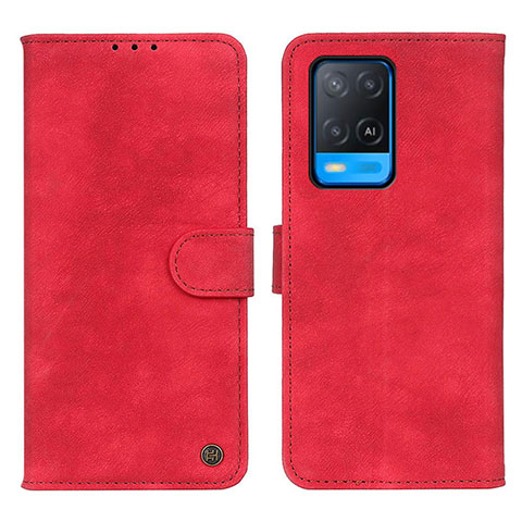 Custodia Portafoglio In Pelle Cover con Supporto N03P per Oppo A54 4G Rosso