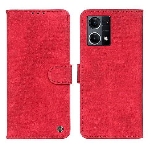 Custodia Portafoglio In Pelle Cover con Supporto N03P per Oppo F21 Pro 4G Rosso