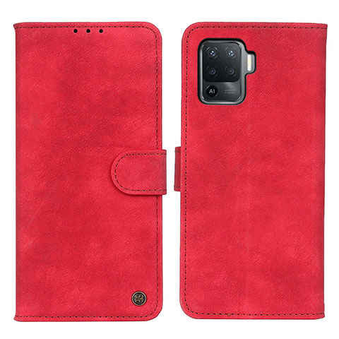 Custodia Portafoglio In Pelle Cover con Supporto N03P per Oppo Reno5 F Rosso