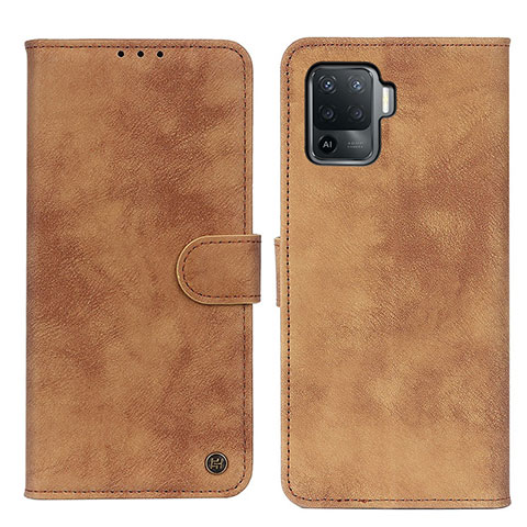 Custodia Portafoglio In Pelle Cover con Supporto N03P per Oppo Reno5 Lite Marrone