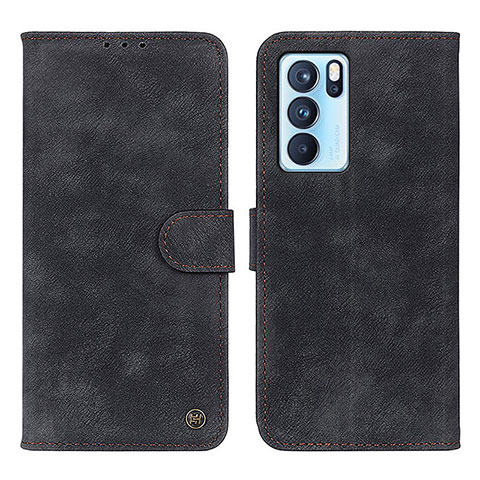 Custodia Portafoglio In Pelle Cover con Supporto N03P per Oppo Reno6 Pro 5G India Nero