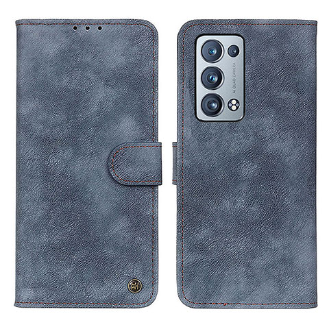 Custodia Portafoglio In Pelle Cover con Supporto N03P per Oppo Reno6 Pro+ Plus 5G Blu